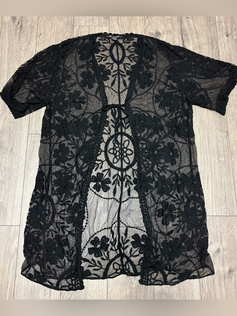 Black gothic lace mesh cardigan duster